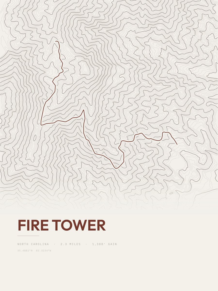 Fire Tower Topographic print