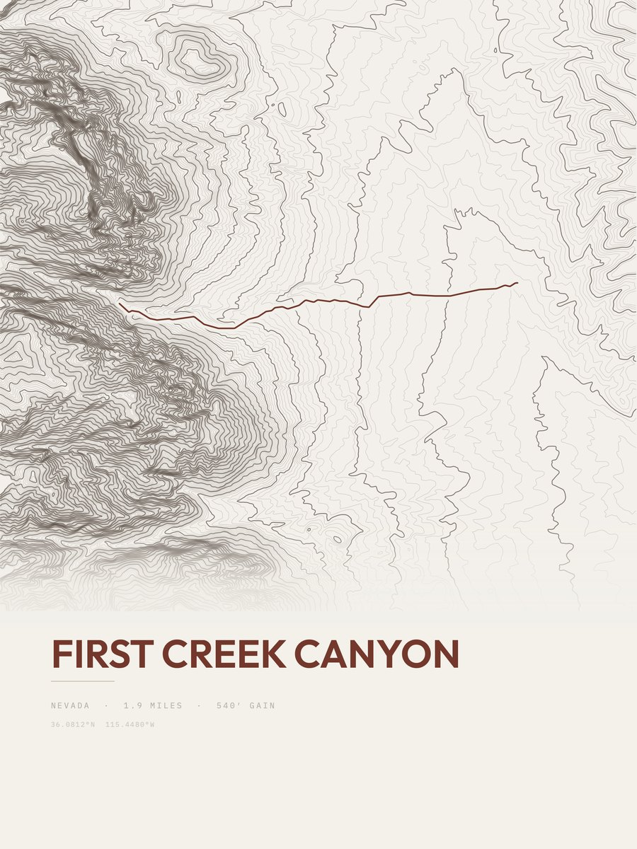First Creek Canyon topographic trail print