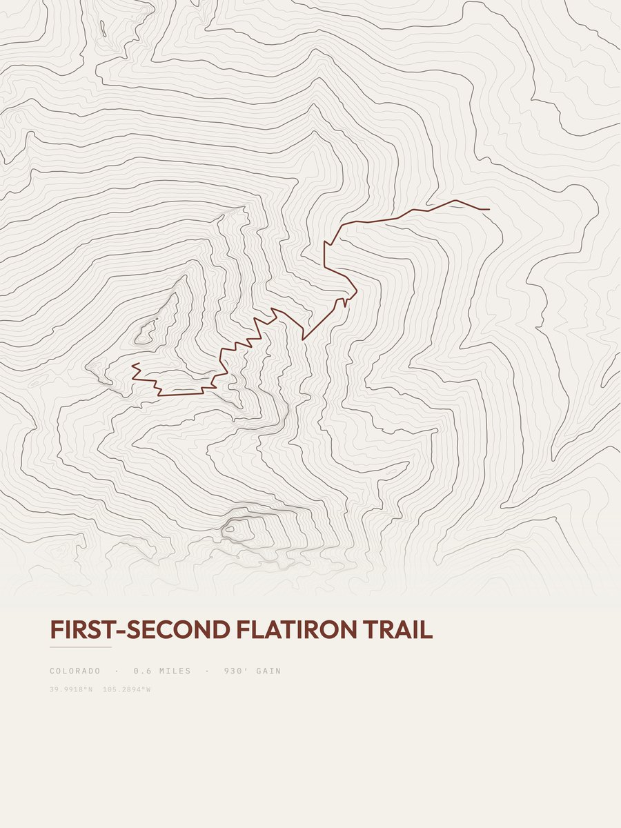 First-Second Flatiron Trail Topographic print