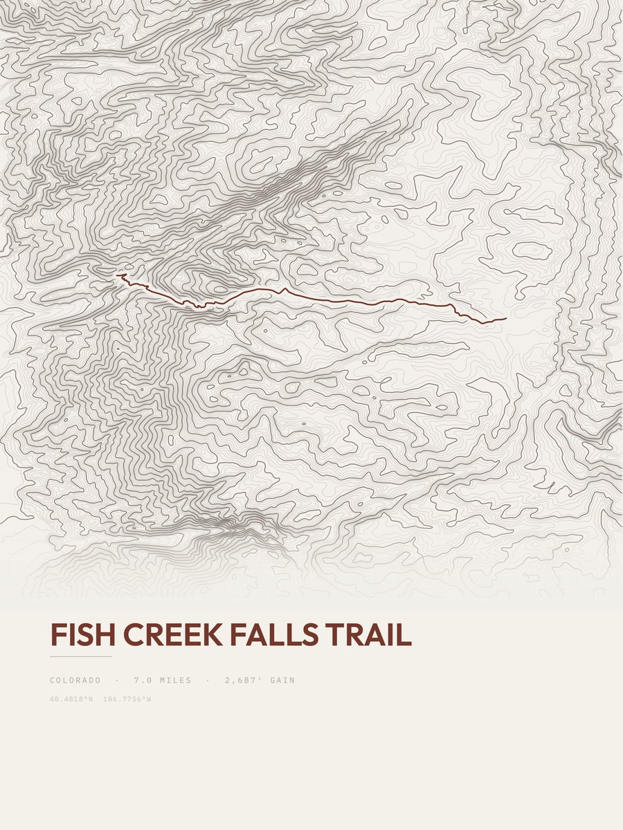 Fish Creek Falls Trail Topographic print
