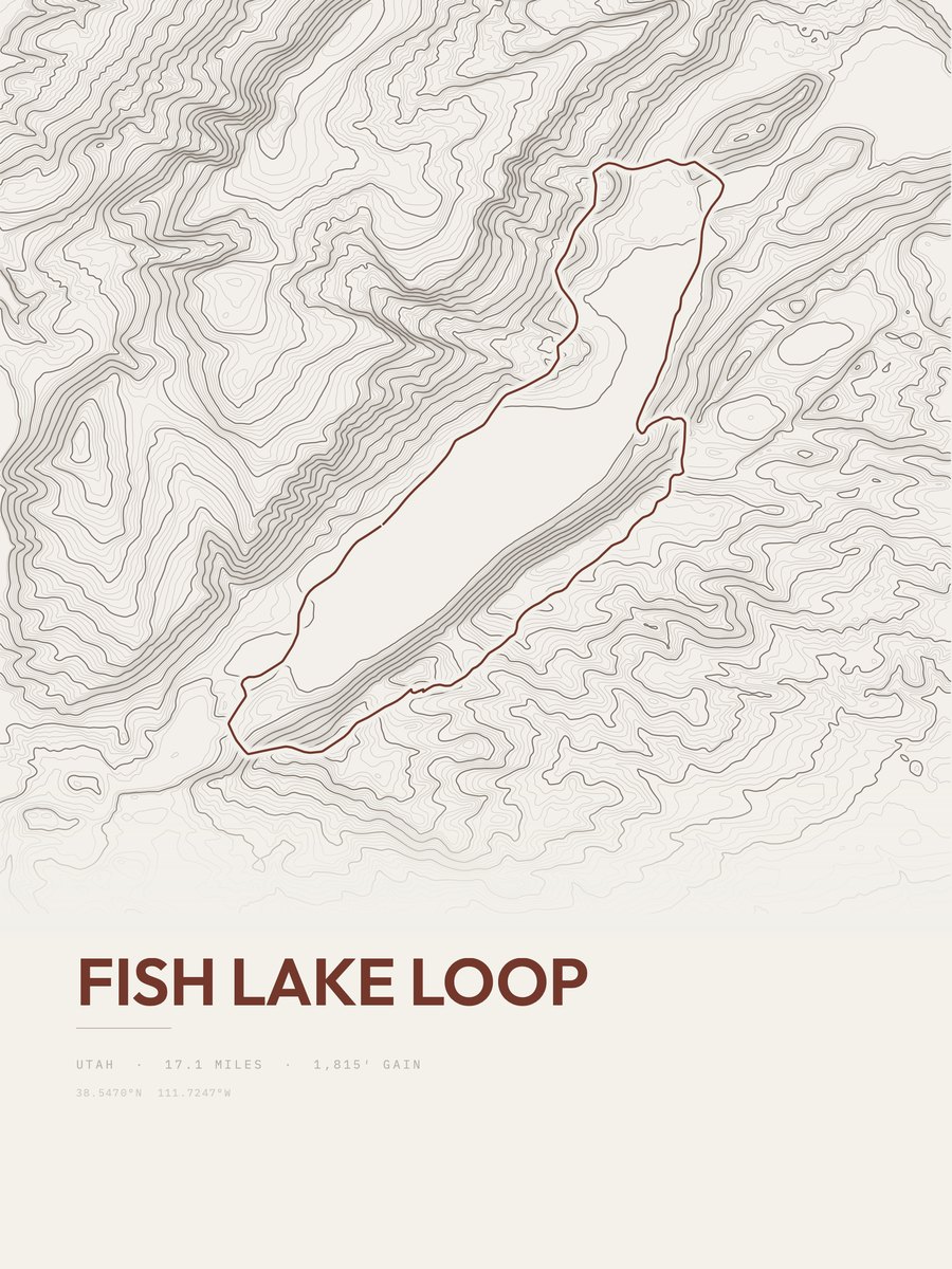 Fish Lake Loop topographic trail print
