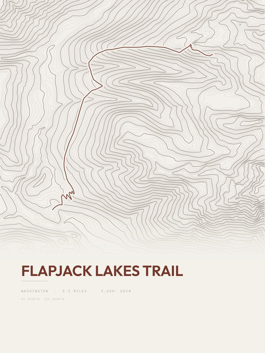 Flapjack Lakes Trail Topographic print