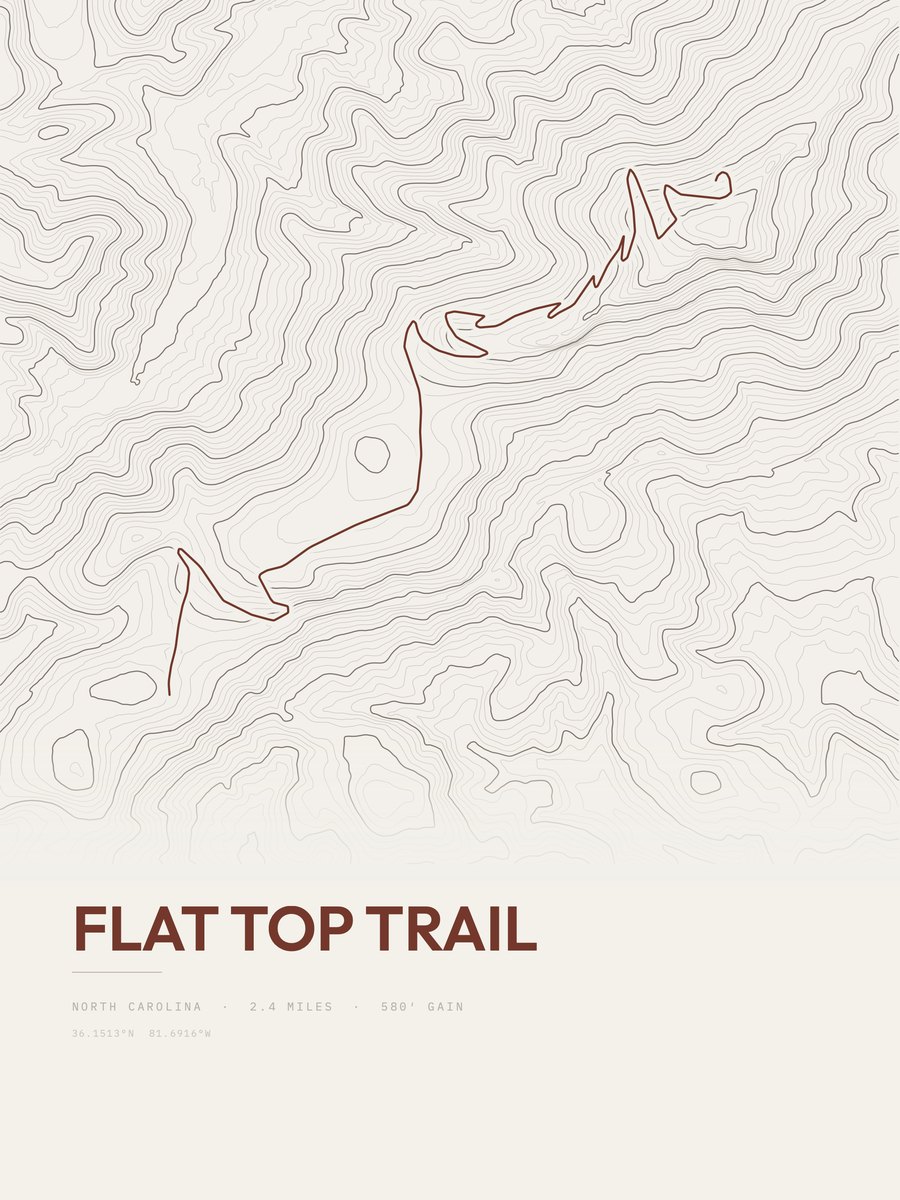 Flat Top Trail topographic trail print