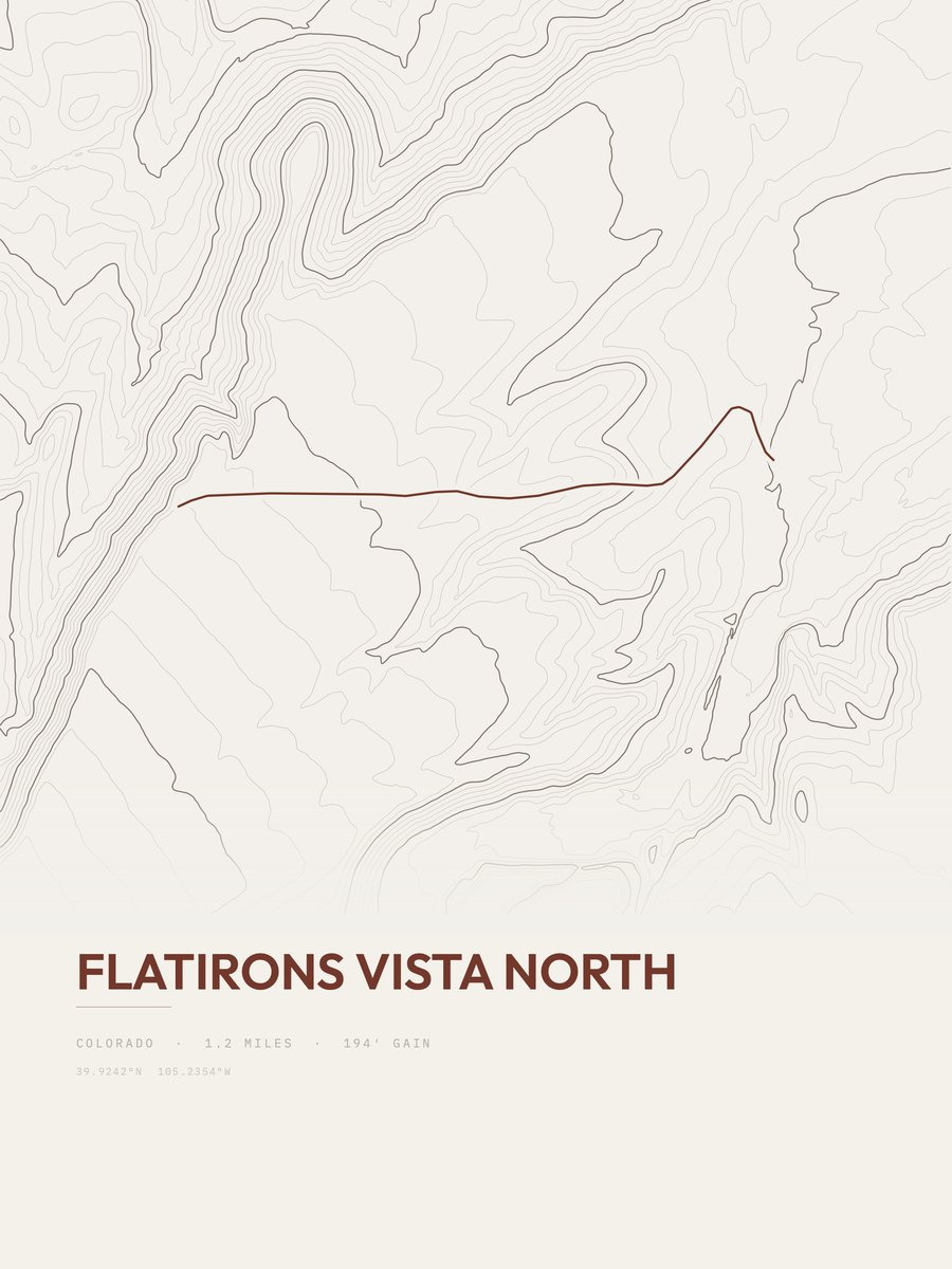 Flatirons Vista North topographic trail print