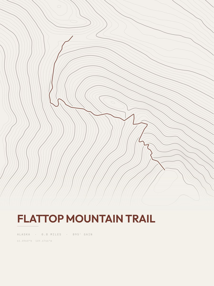 Flattop Mountain Trail topographic trail print