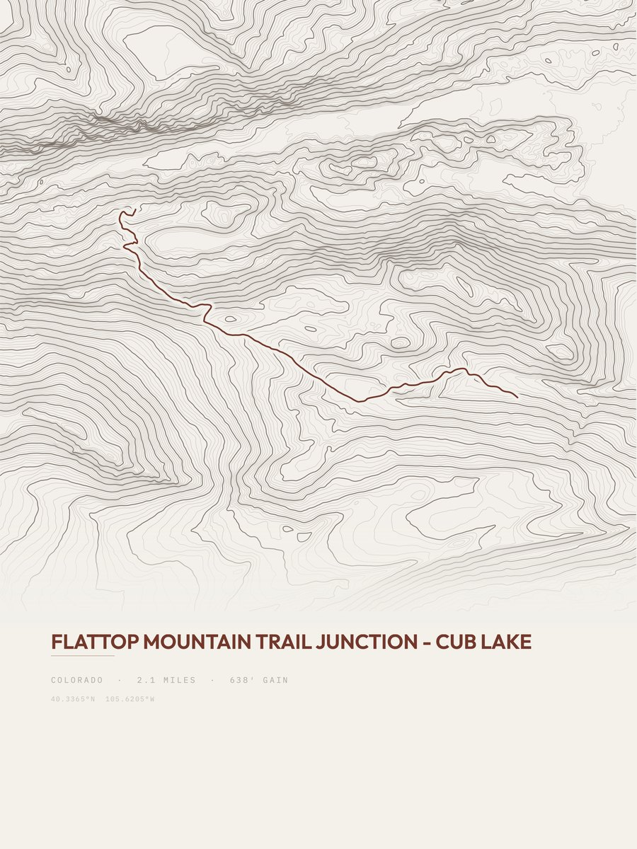 Cub Lake Topographic print