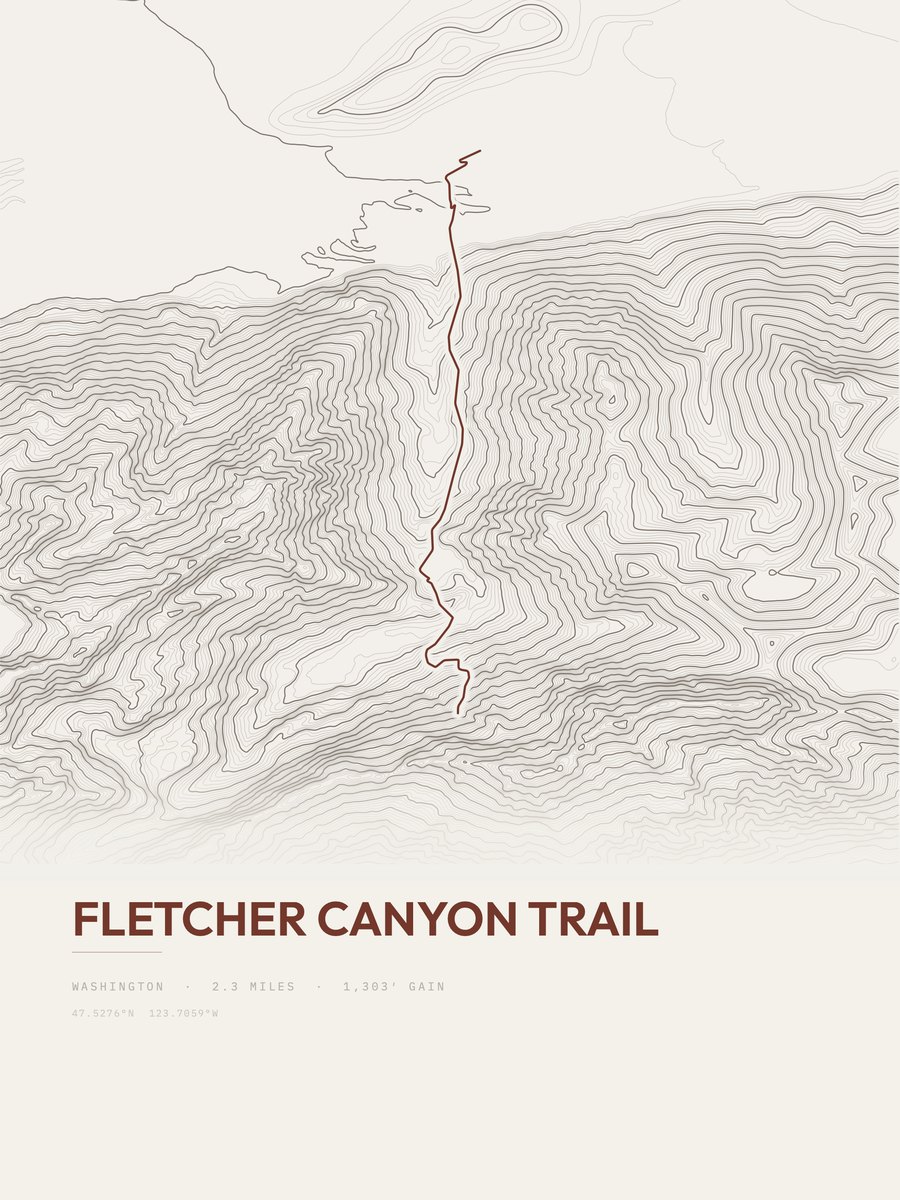 Fletcher Canyon Trail Topographic print
