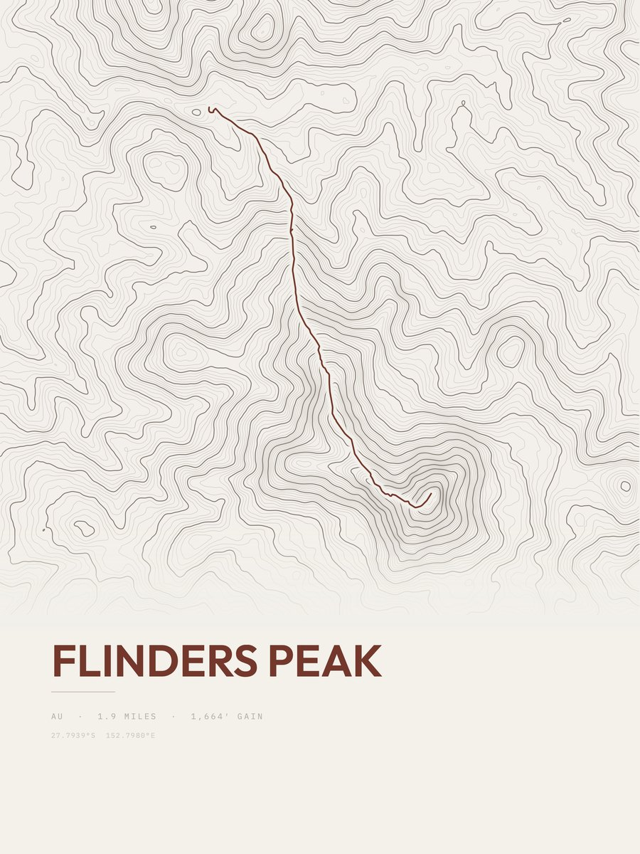 Flinders Peak topographic trail print