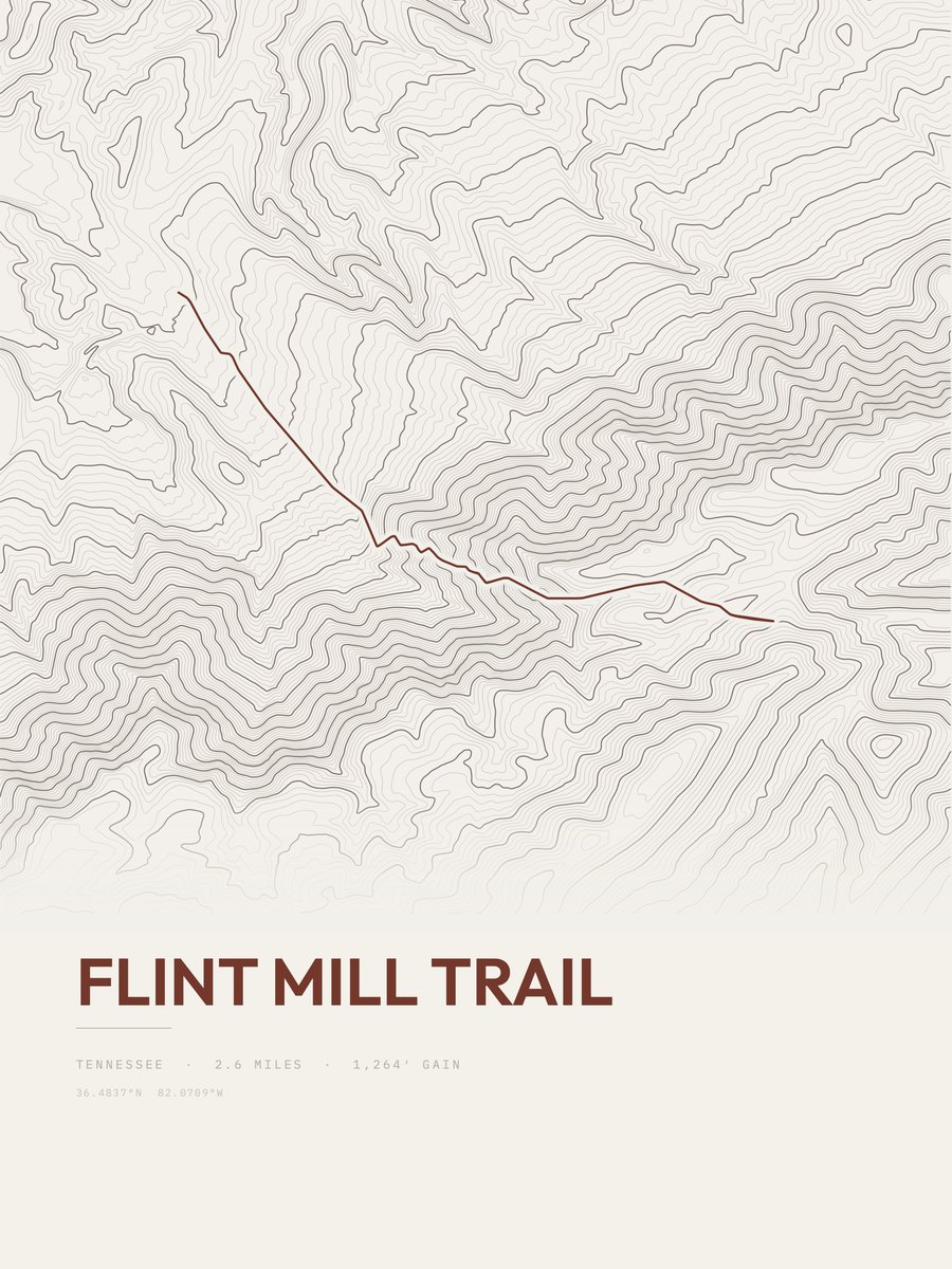 Flint Mill Trail Topographic print