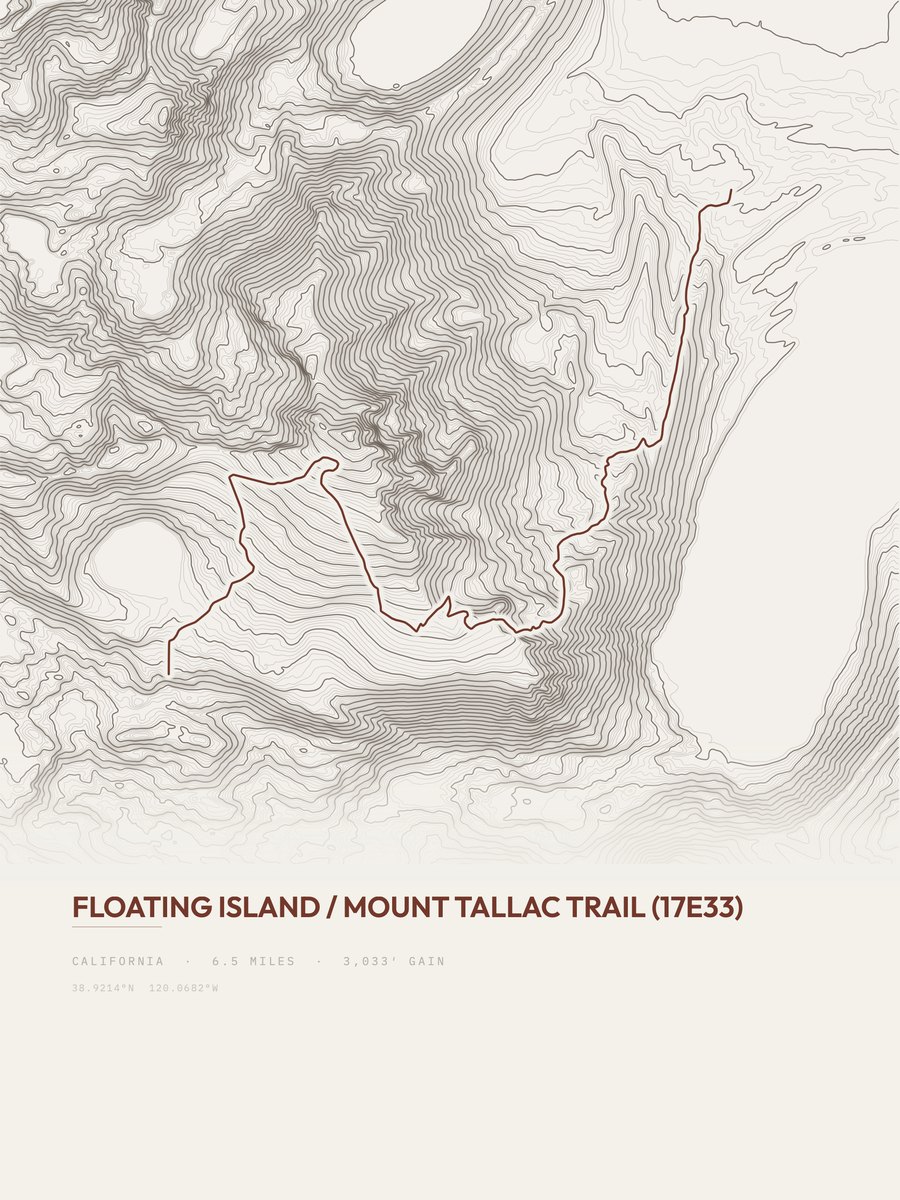Mount Tallac Trail Topographic print