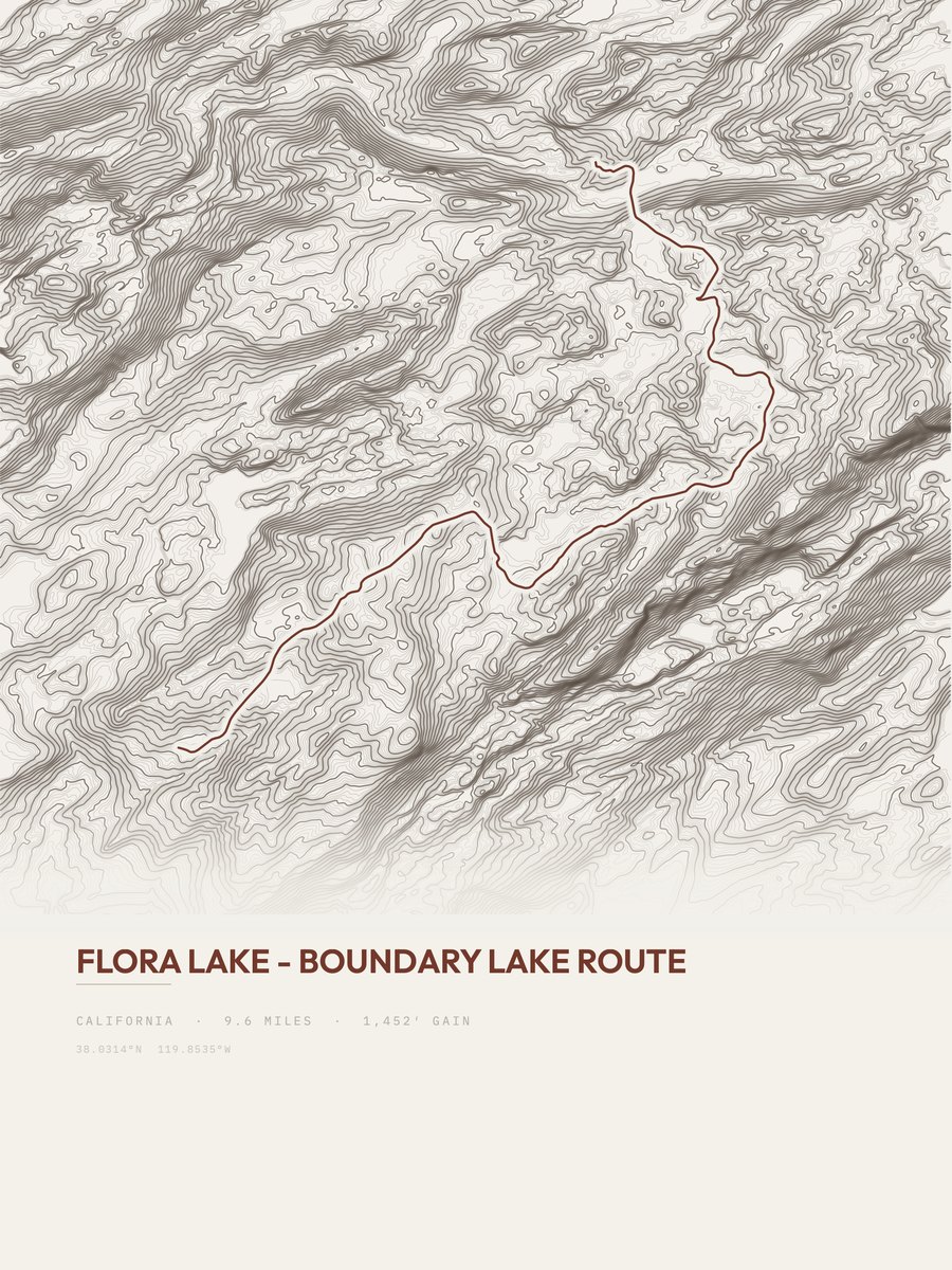 Flora Lake - Boundary Lake Route topographic trail print
