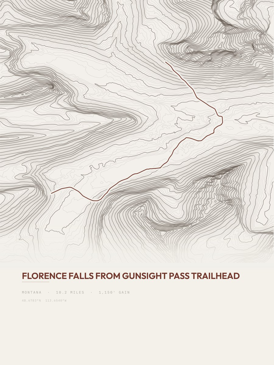 Florence Falls Topographic print