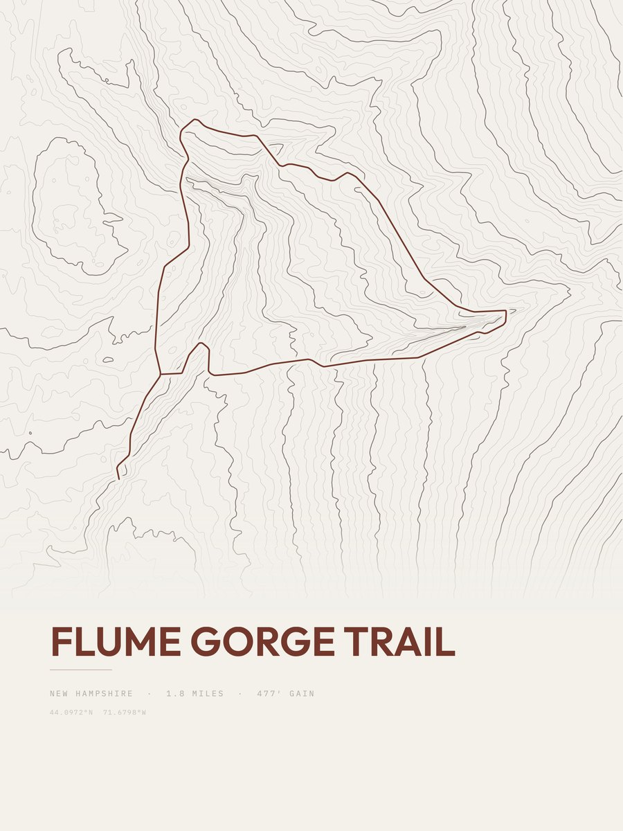 Flume Gorge Trail topographic trail print
