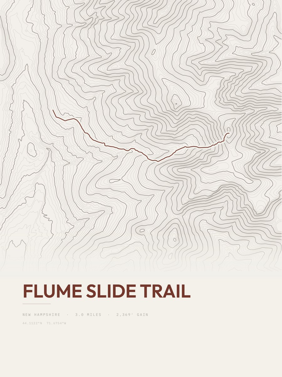 Flume Slide Trail Topographic print