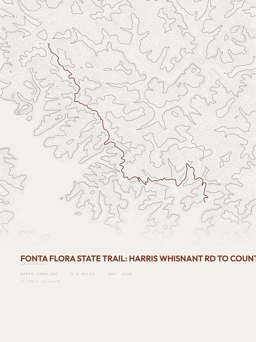 Fonta Flora State Trail topographic trail print