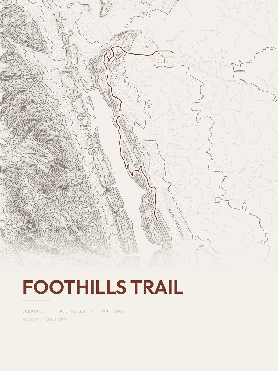 Foothills Trail topographic trail print