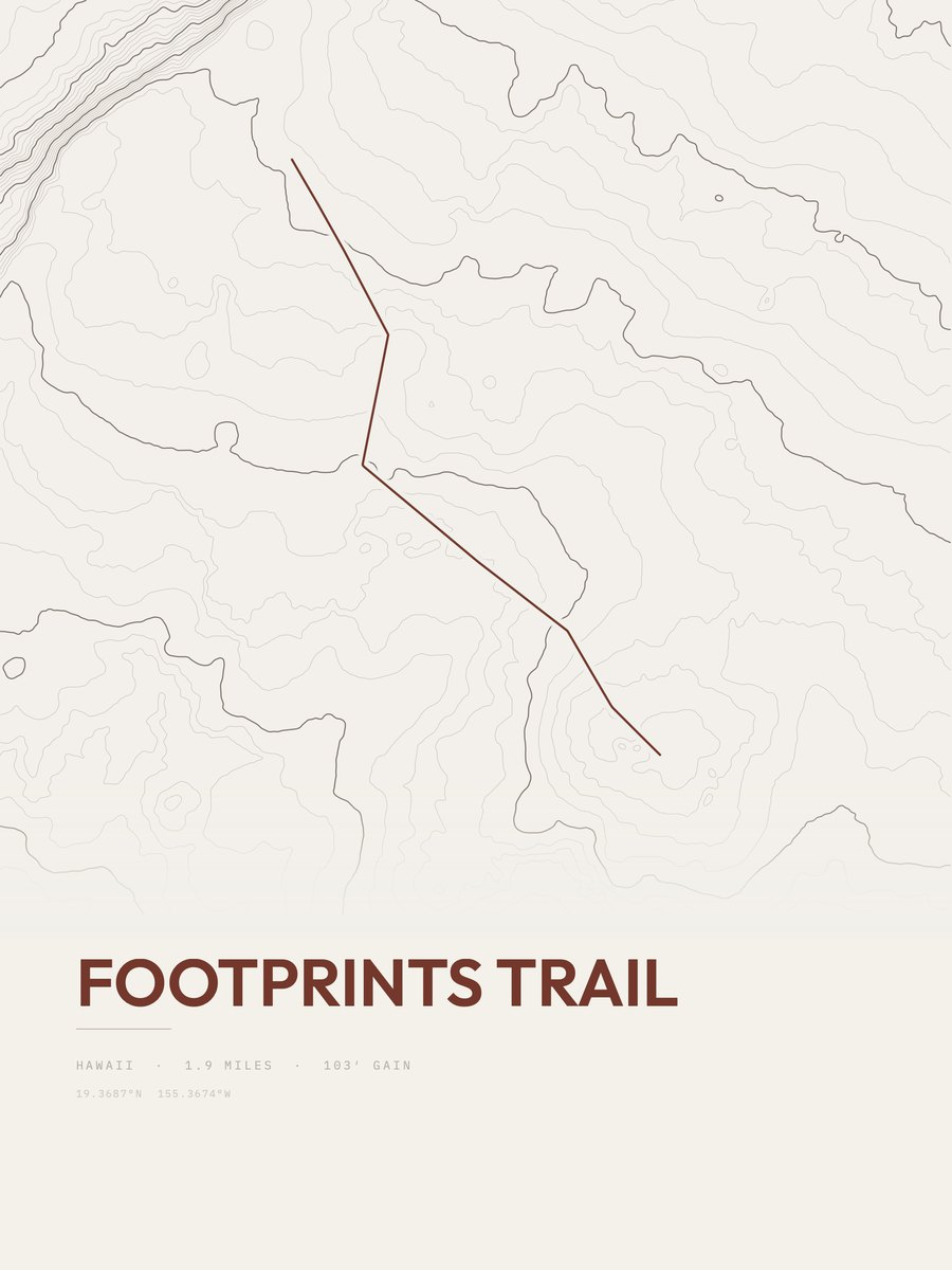 Footprints Trail topographic trail print