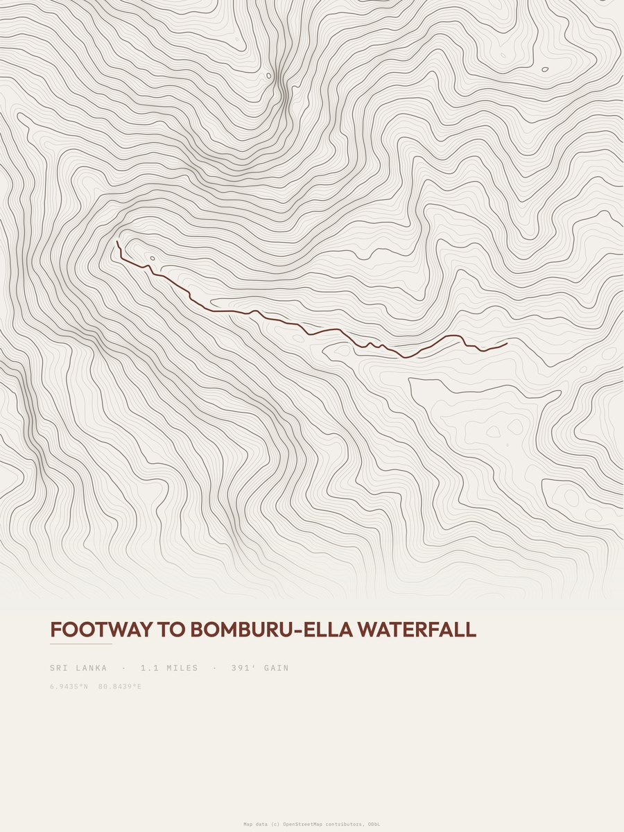 Bomburu-Ella Waterfall Topographic print