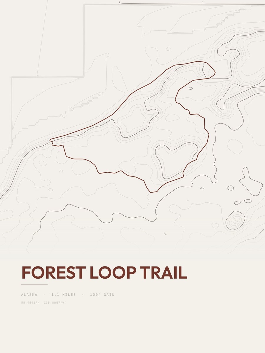 Forest Loop Trail topographic trail print