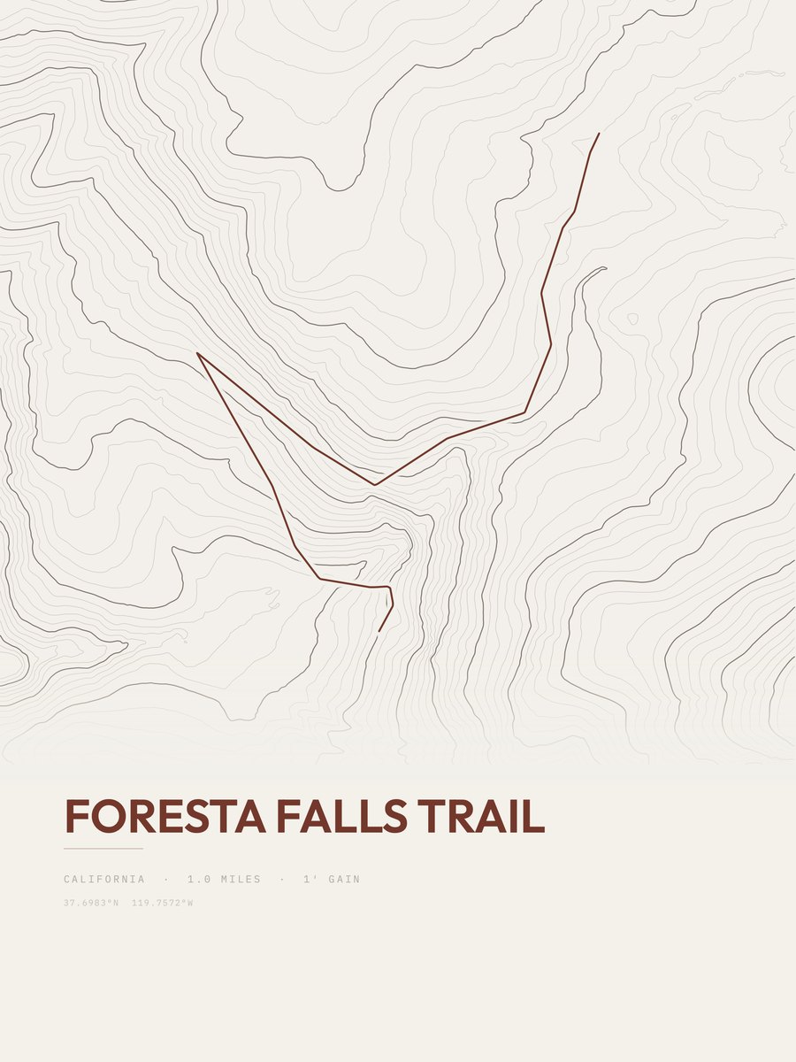 Foresta Falls Trail topographic trail print