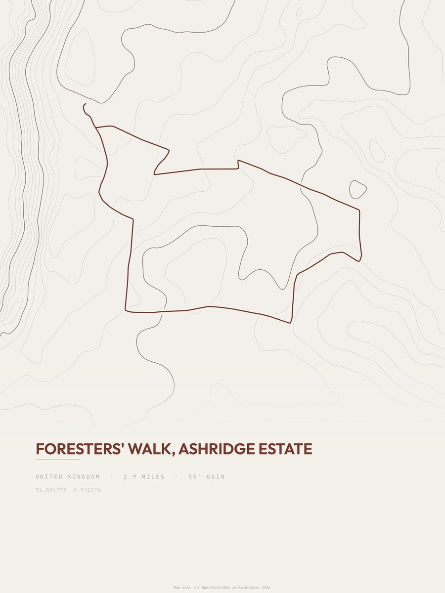 Foresters' Walk topographic trail print
