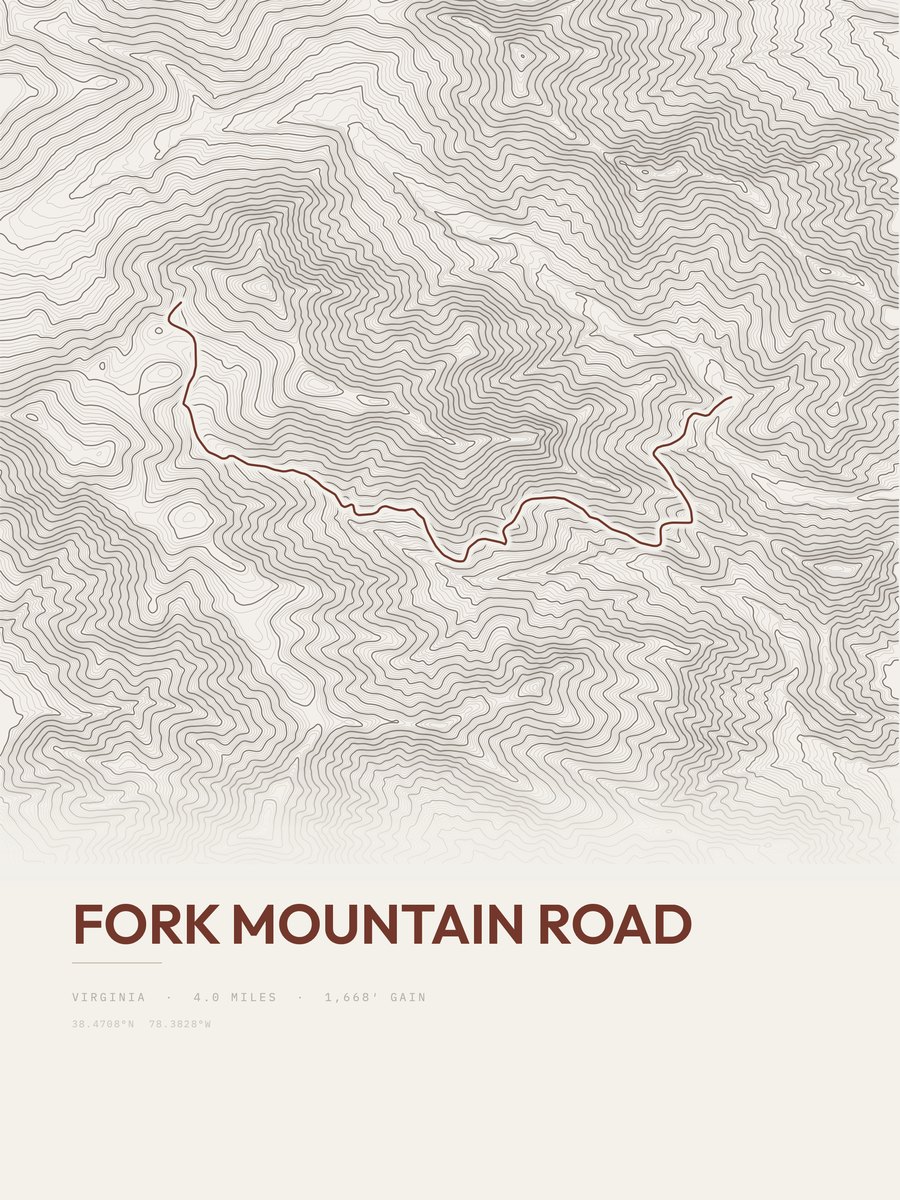 Fork Mountain Road Topographic print