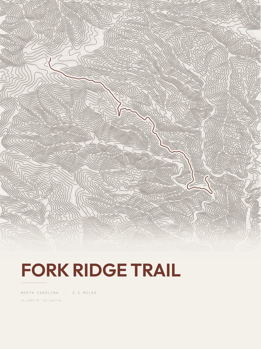 Fork Ridge Trail Topographic print