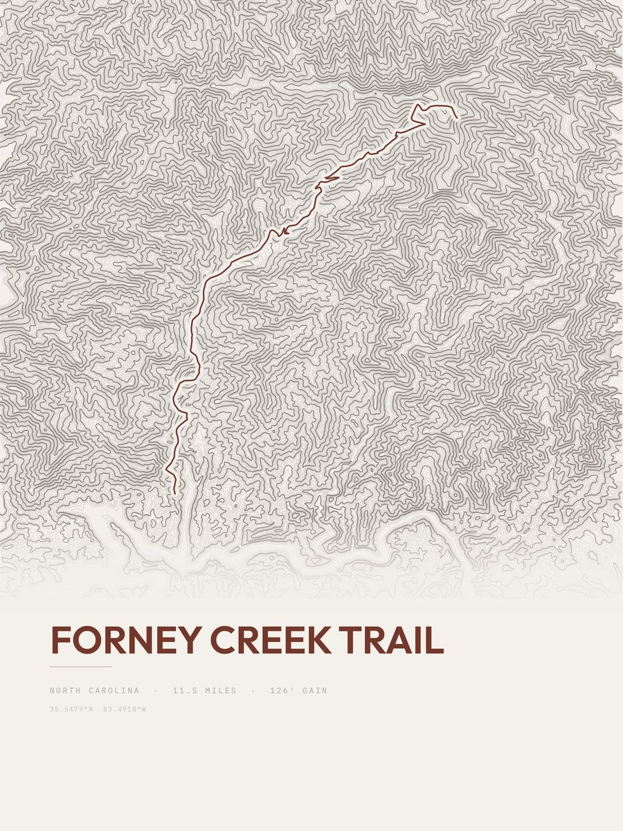 Forney Creek Trail Topographic print