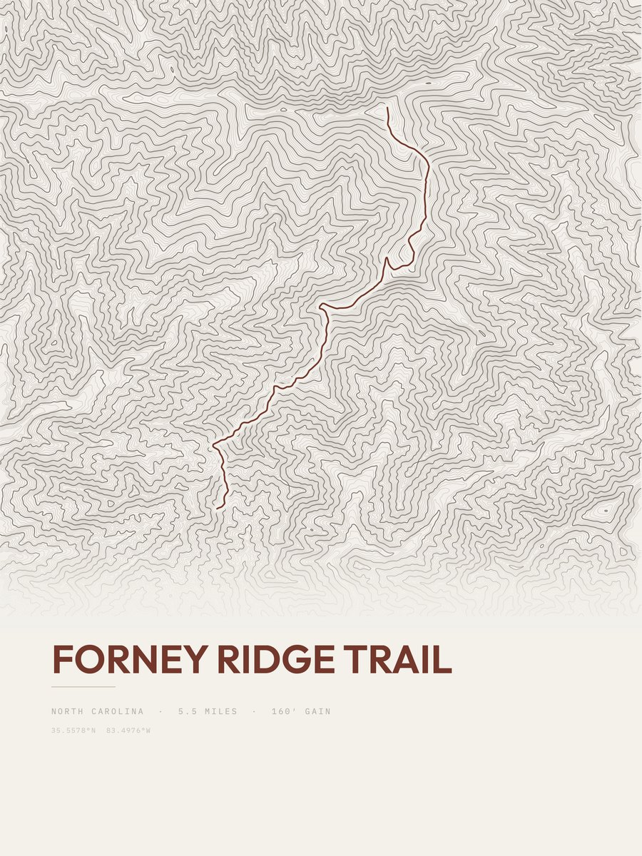 Forney Ridge Trail Topographic print