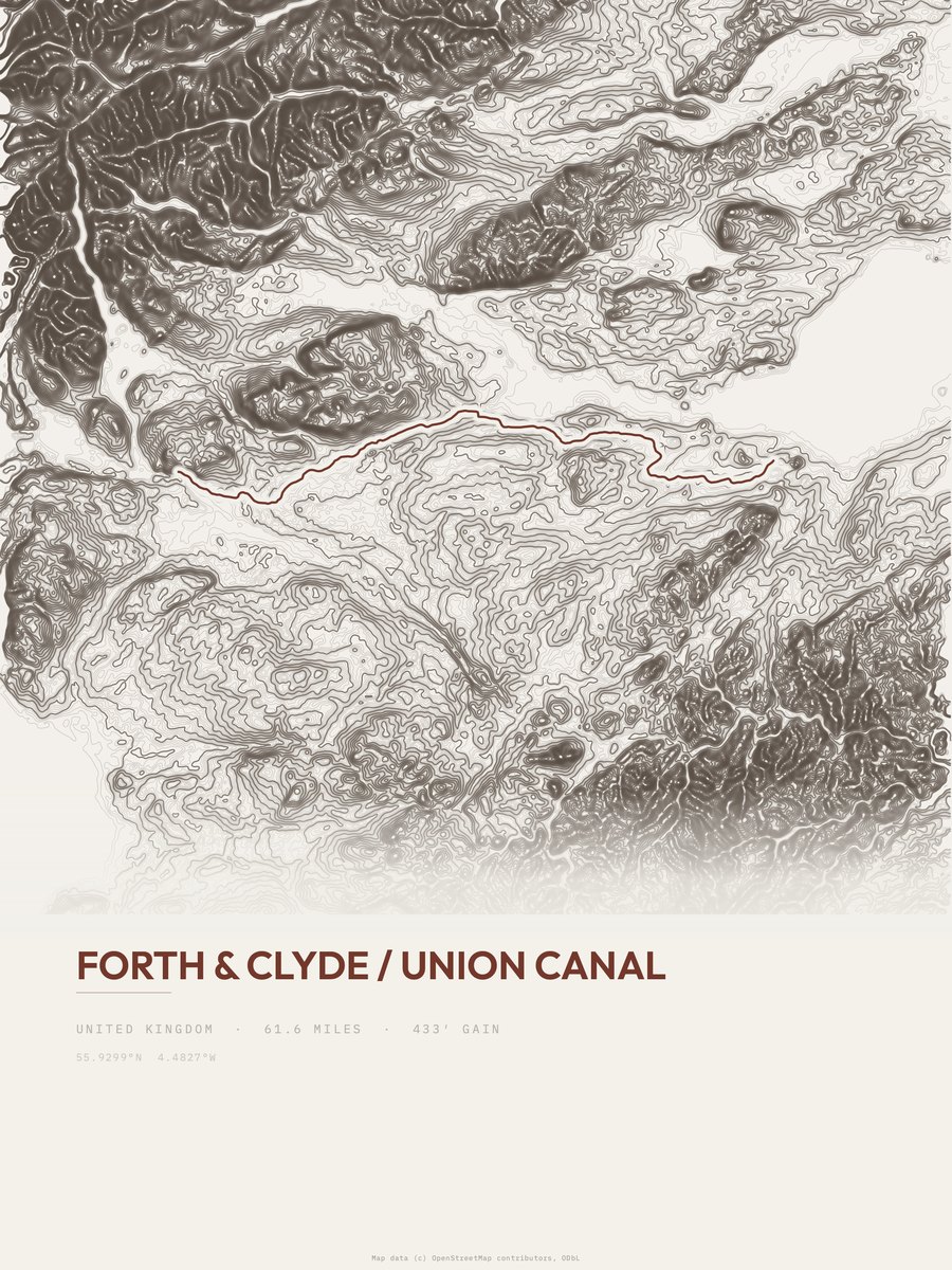 Forth & Clyde / Union Canal Topographic print