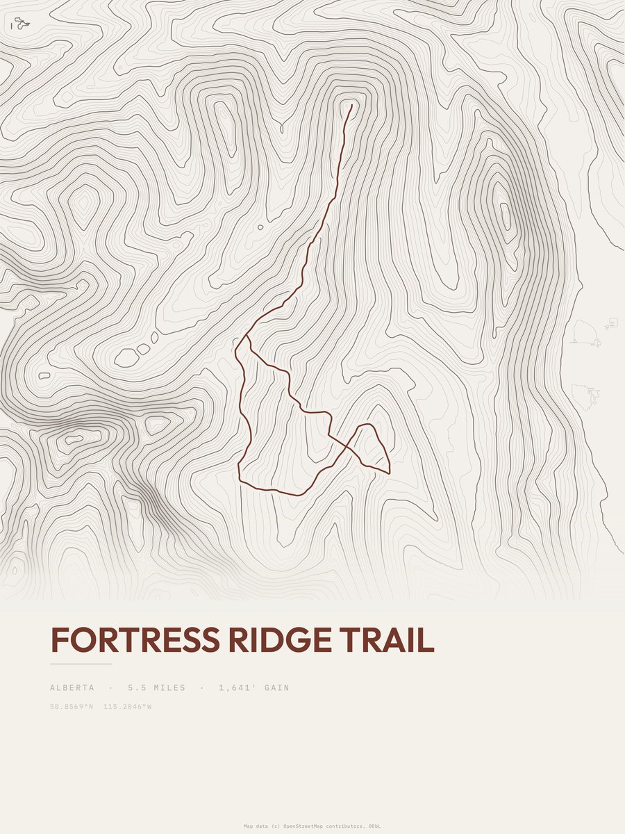 Fortress Ridge Trail Topographic print