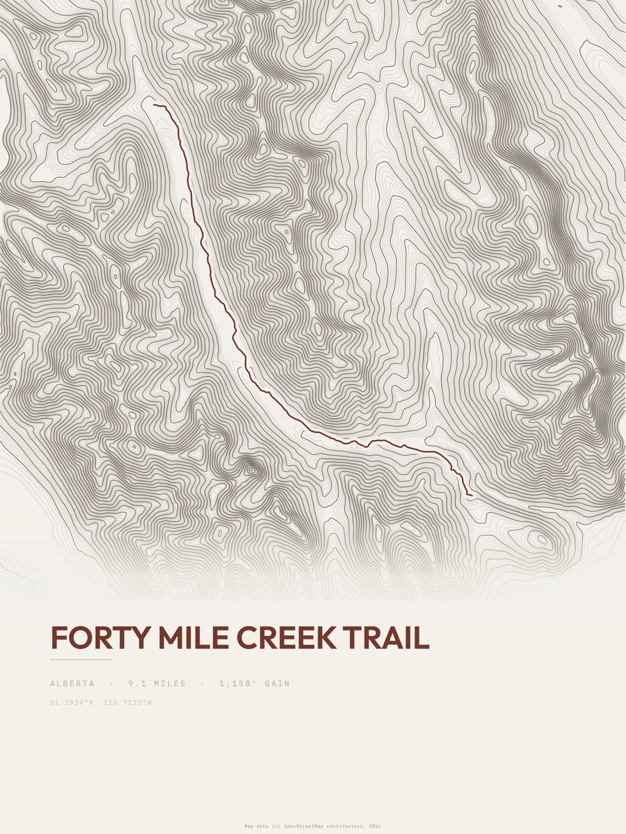 Forty Mile Creek Trail Topographic print