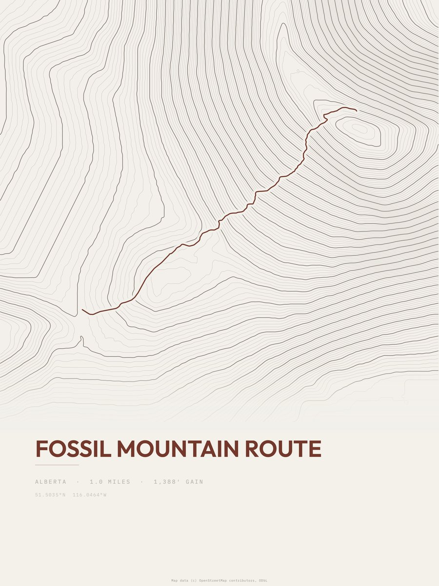 Fossil Mountain Route Topographic print