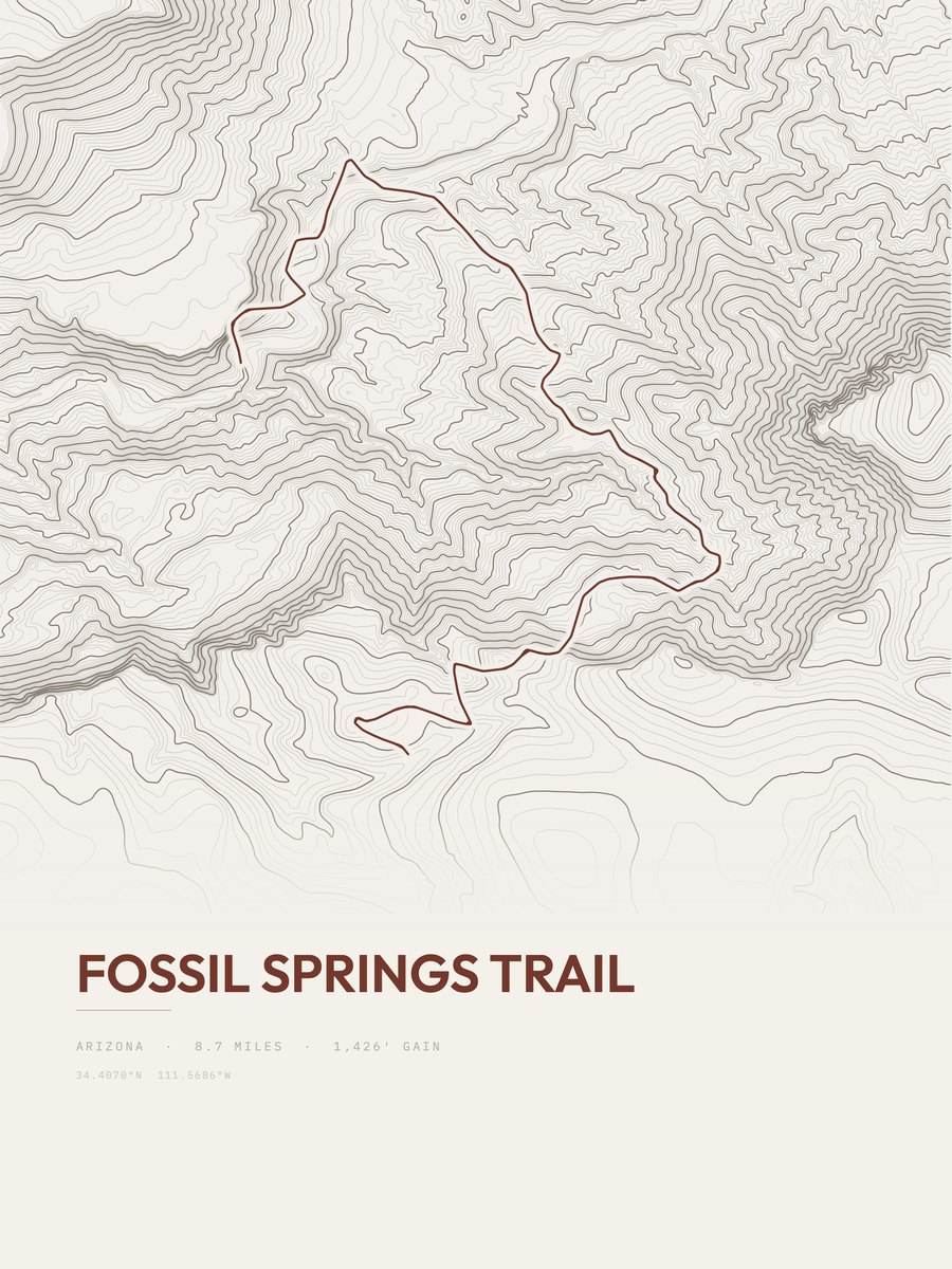 Fossil Springs Trail Topographic print