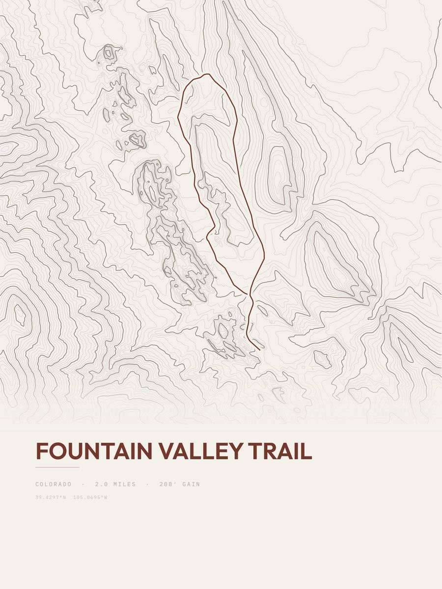 Fountain Valley Trail topographic trail print