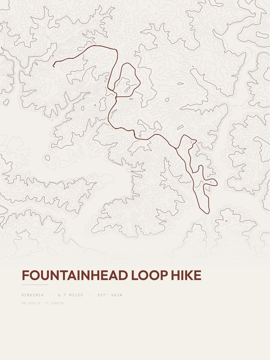 Fountainhead Loop Hike Topographic print
