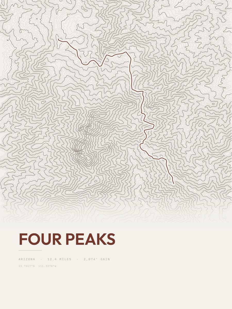 Four Peaks Topographic print