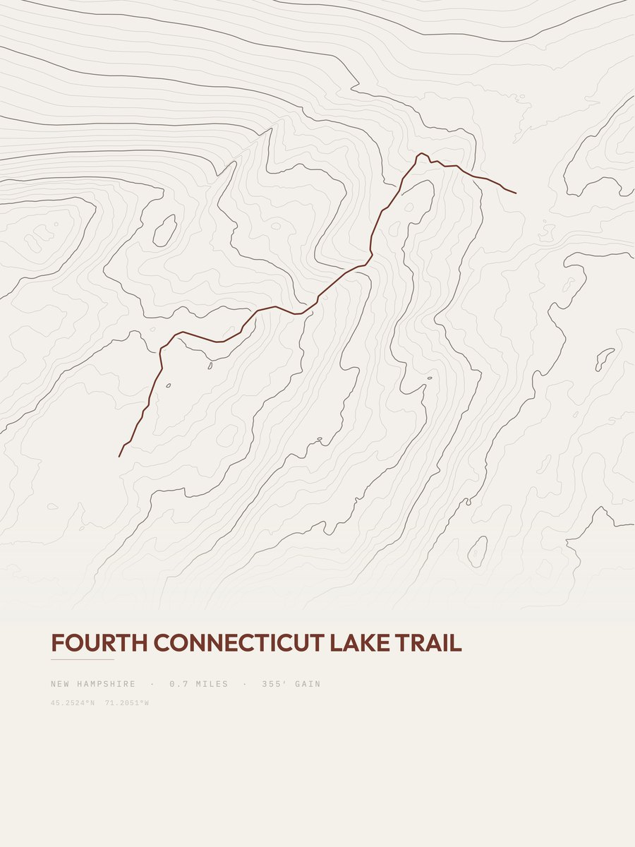 Fourth Connecticut Lake Trail Topographic print