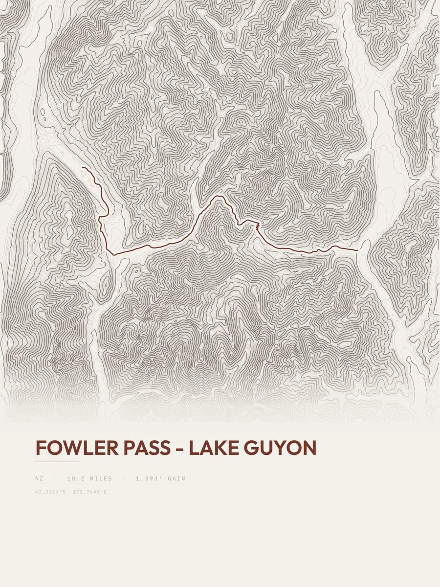 Fowler Pass to Lake Guyon Topographic print