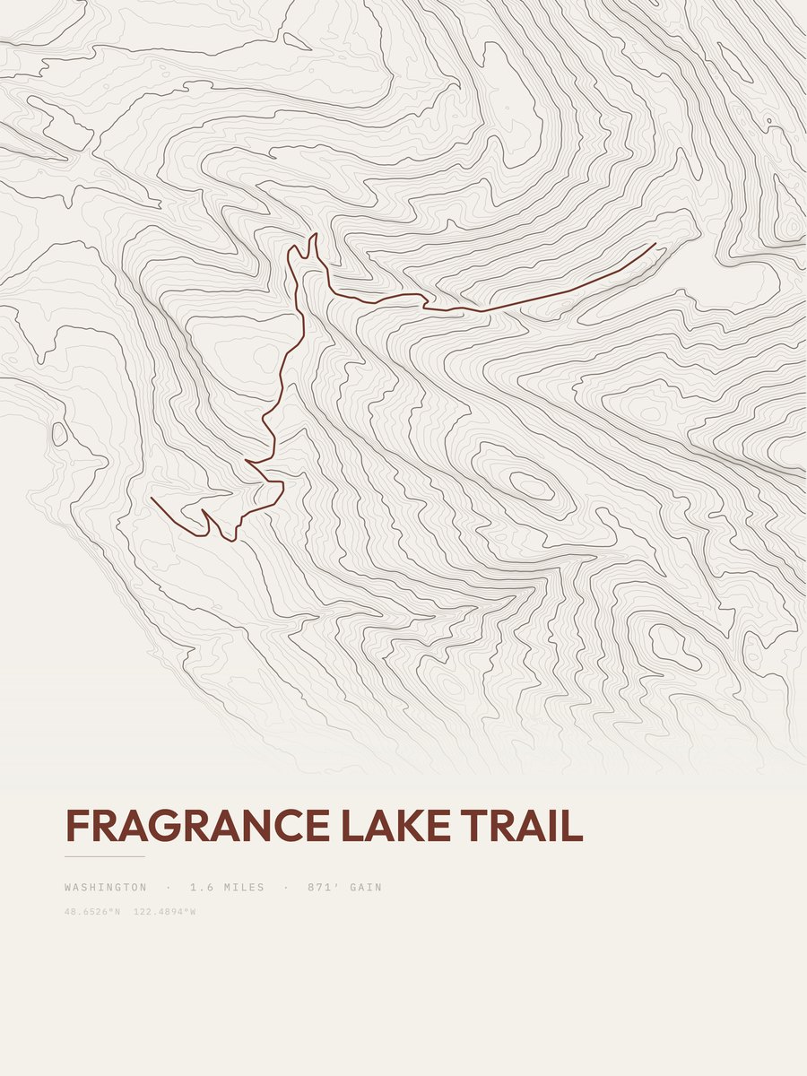 Fragrance Lake Trail Topographic print