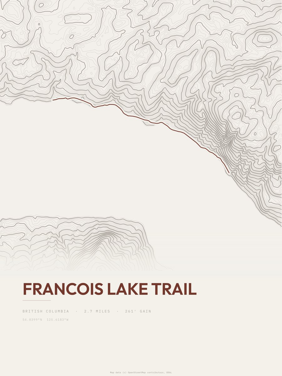 Francois Lake Trail Topographic print