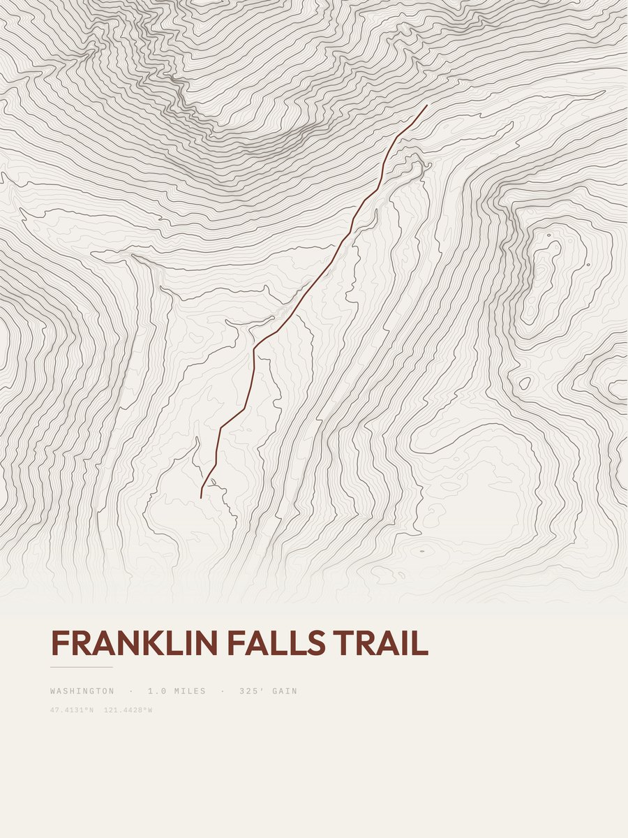 Franklin Falls Trail topographic trail print