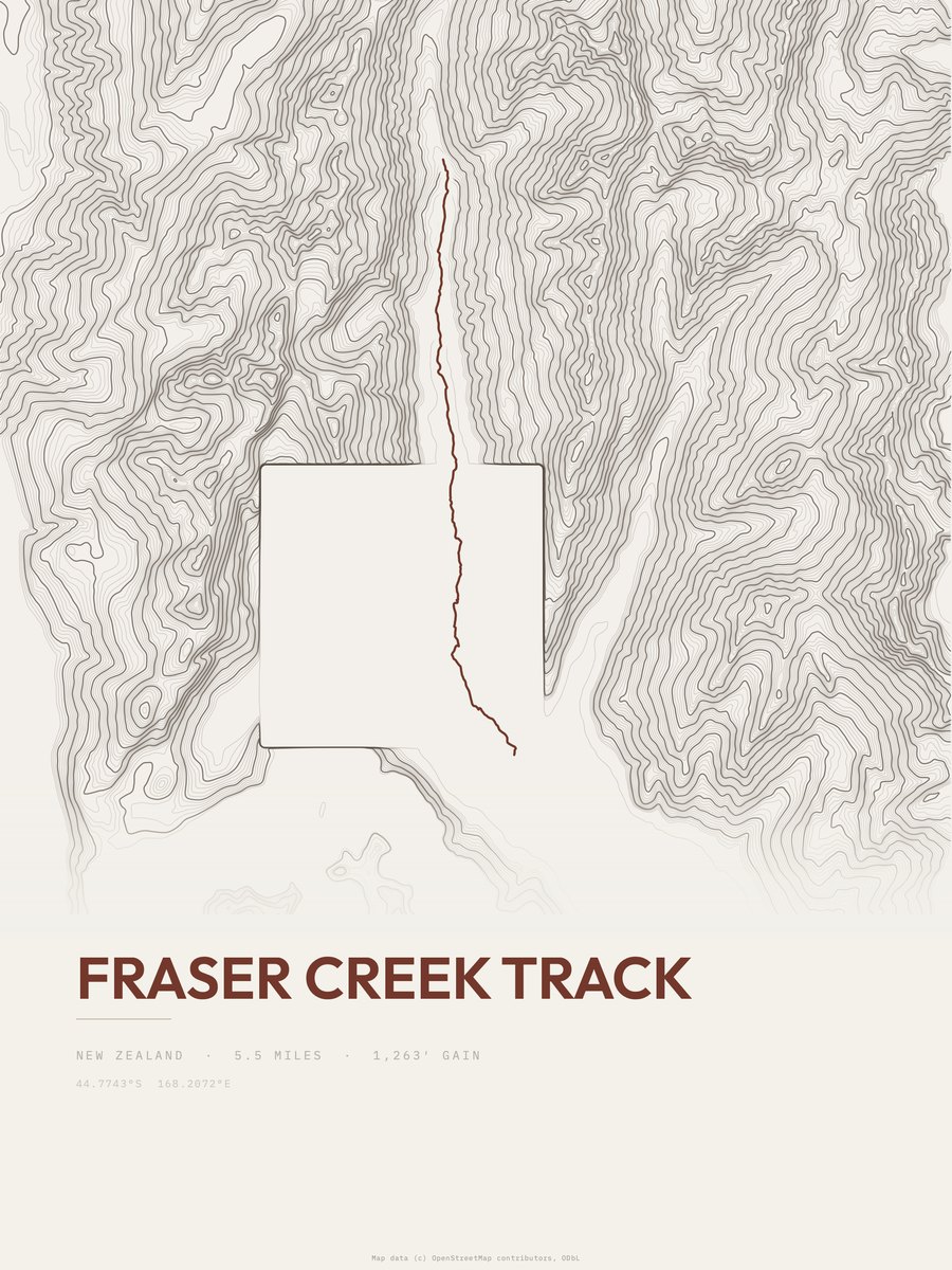Fraser Creek Track Topographic print