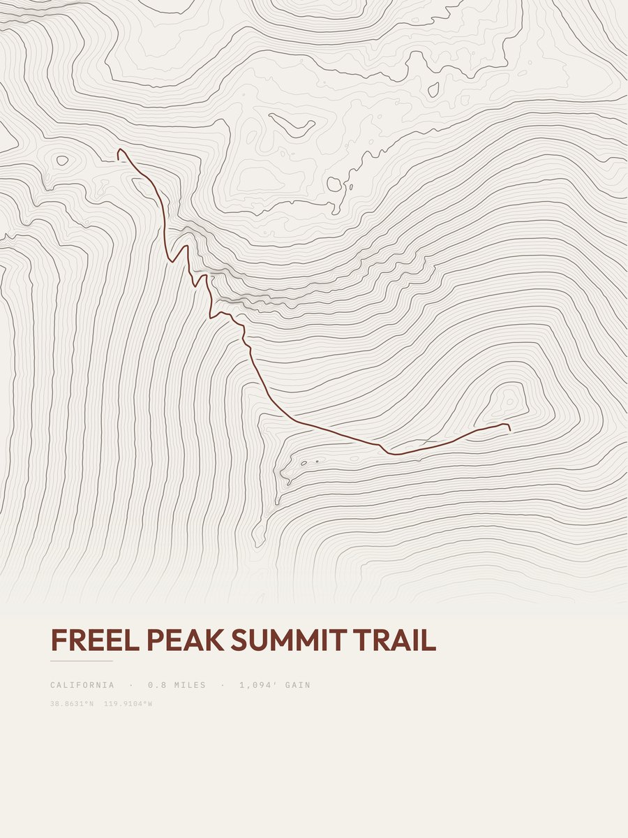 Freel Peak Summit Trail Topographic print