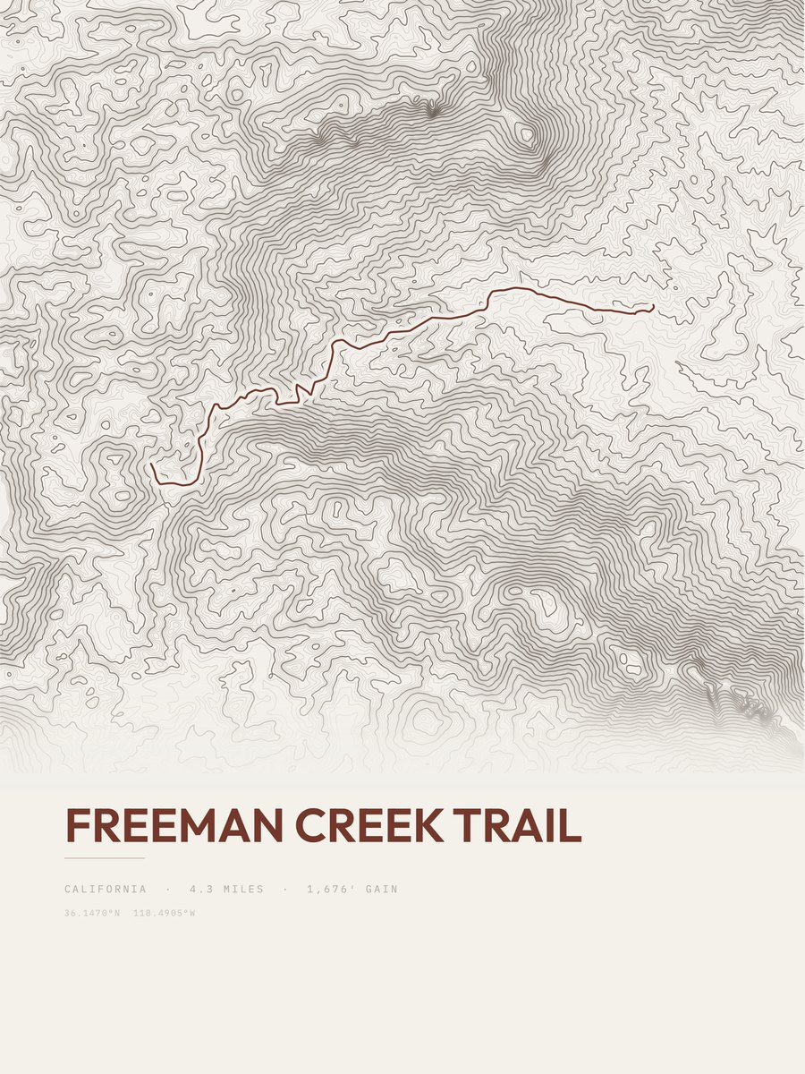 Freeman Creek Trail Topographic print