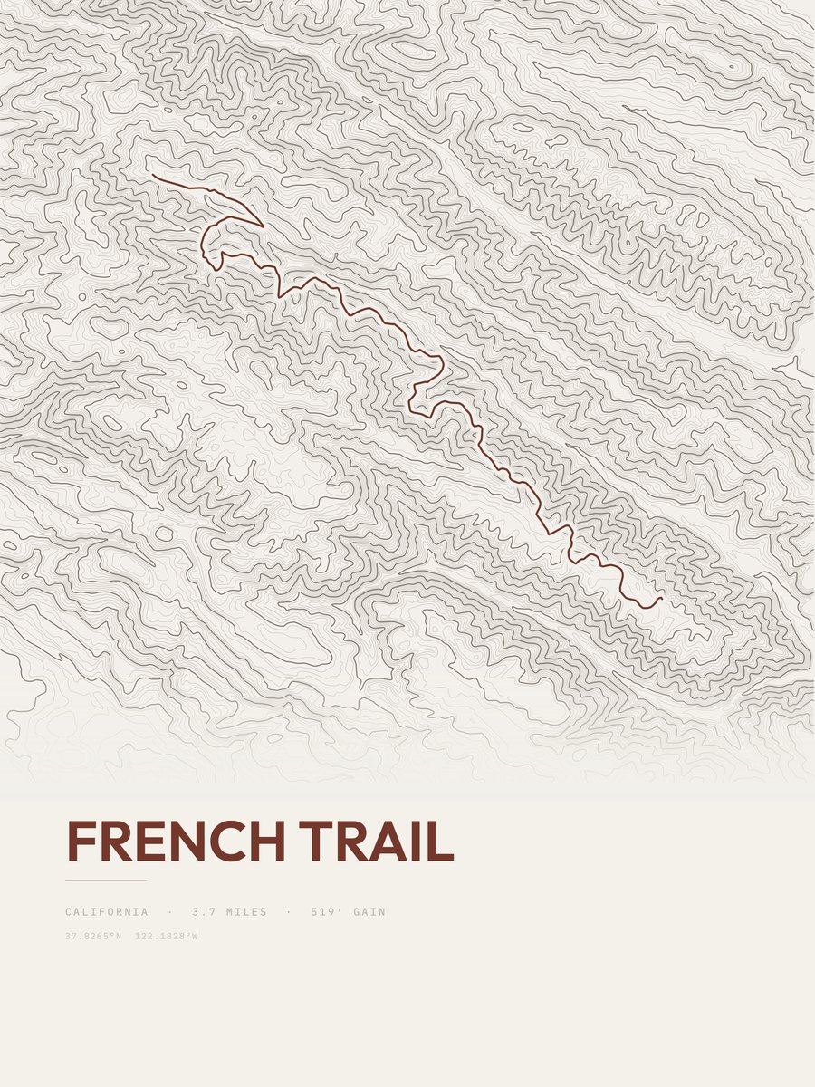 French Trail Topographic print