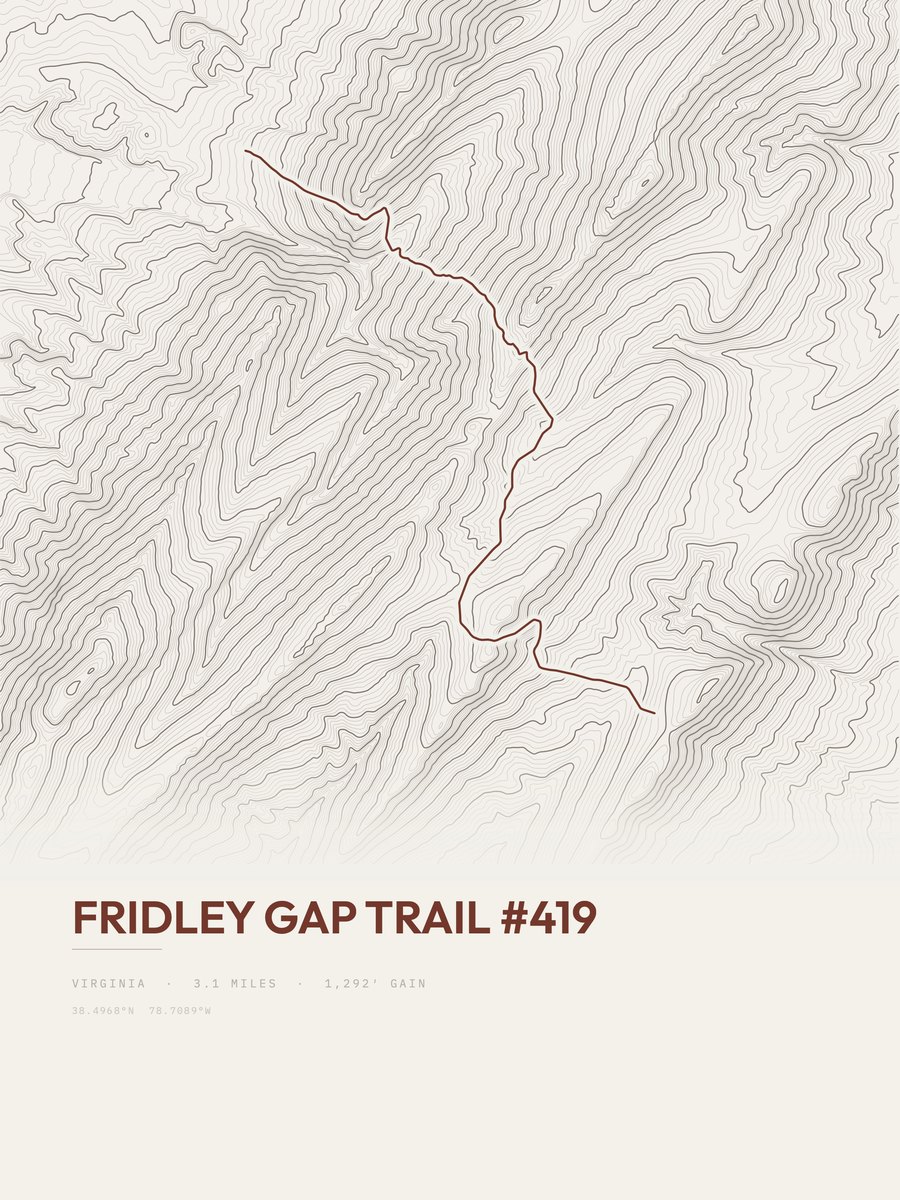 Fridley Gap Trail topographic trail print
