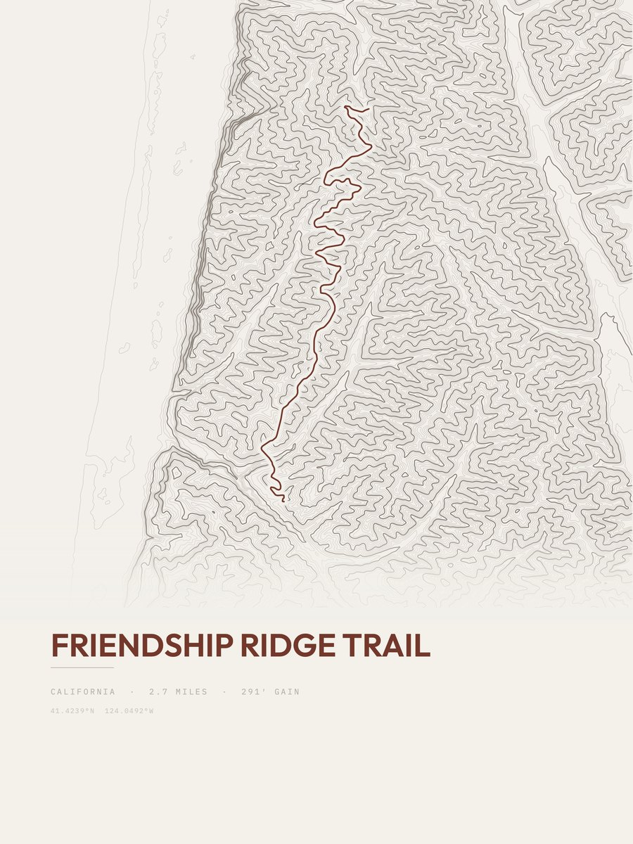 Friendship Ridge Trail Topographic print