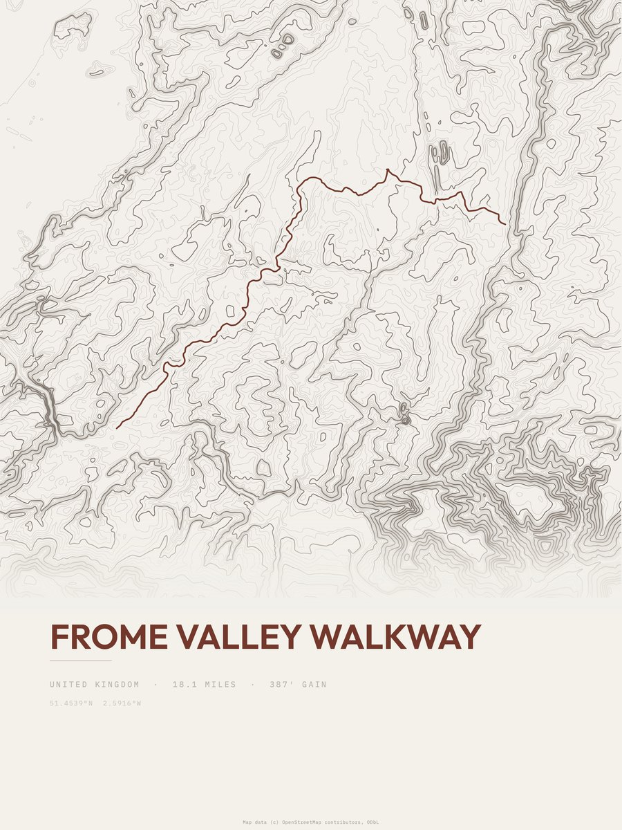 Frome Valley Walkway Topographic print
