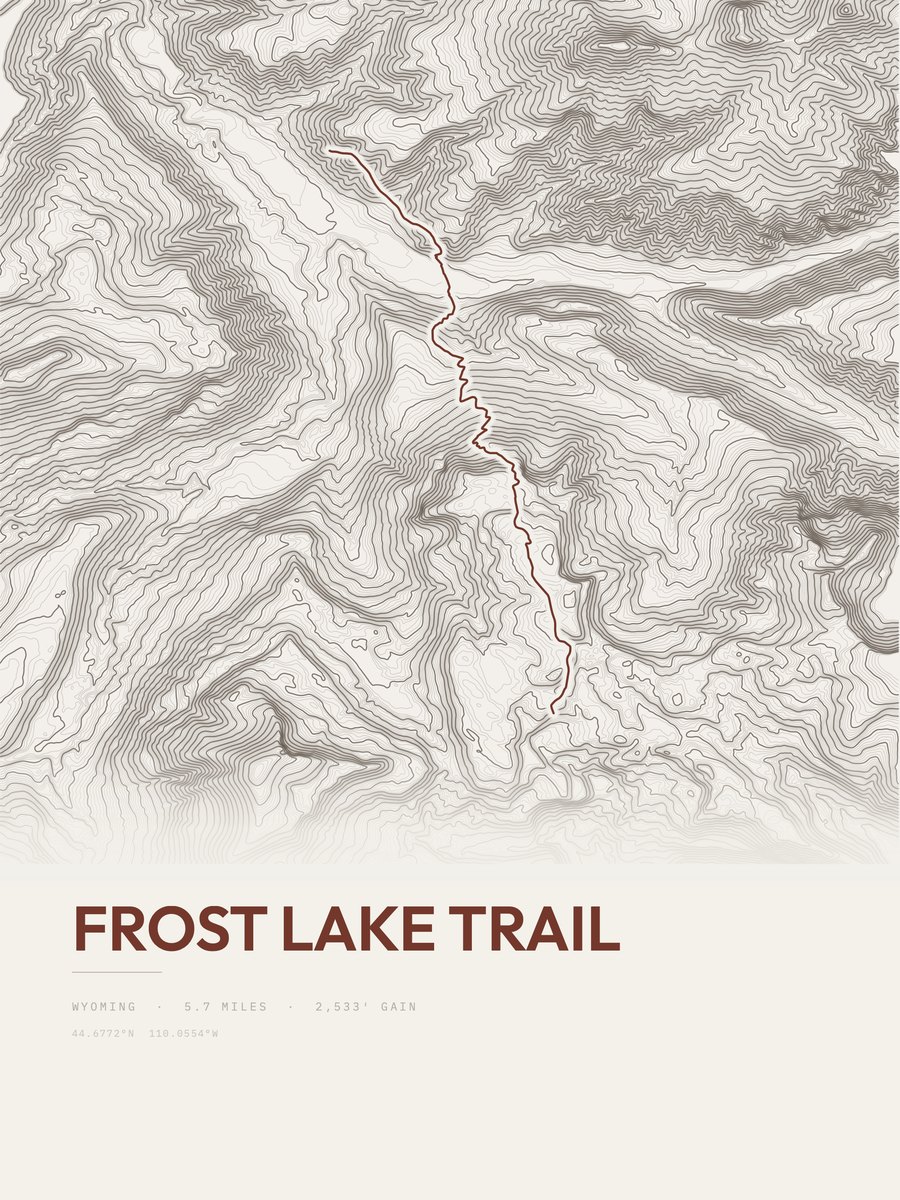 Frost Lake Trail topographic trail print